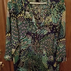 Mid length sleeve semi sheer top